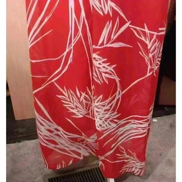 Alfani (20W) Red Midnight Palm 2-Layer Sleeveless Ladies Stretch Dress - Picture 8 of 12